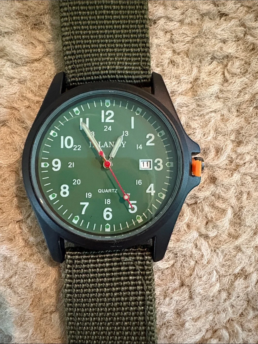 Olive Green Dial Field Watch with Green Nylon Strap